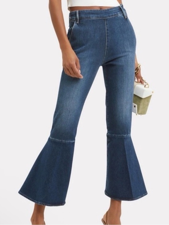 Frame Denim Denim - Frame Denim Delavan Dark Blue Flared Wide-Leg Jeans